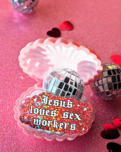 Jesus Loves Sex Workers Glitter Sticker